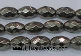 CPY603 15.5 inches 8*12mm faceted rice pyrite gemstone beads