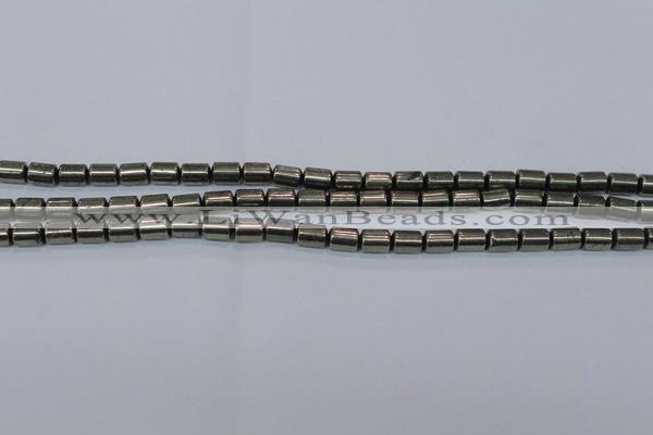 CPY608 15.5 inches 6*9mm tube pyrite gemstone beads