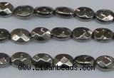 CPY630 15.5 inches 6*8mm faceted oval pyrite gemstone beads