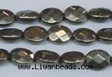 CPY631 15.5 inches 8*10mm faceted oval pyrite gemstone beads