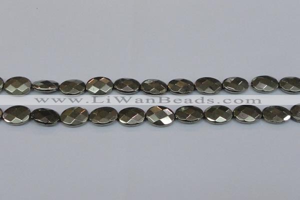 CPY632 15.5 inches 12*16mm faceted oval pyrite gemstone beads