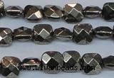 CPY635 15.5 inches 8*8mm faceted square pyrite gemstone beads