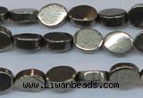 CPY641 15.5 inches 8*10mm oval pyrite gemstone beads wholesale