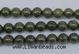 CPY750 15.5 inches 4mm round pyrite gemstone beads wholesale