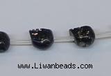 CPY787 Top drilled 8mm carved skull pyrite gemstone beads