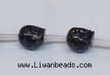 CPY788 Top drilled 10mm carved skull pyrite gemstone beads