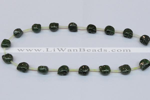 CPY793 Top drilled 8mm carved skull pyrite gemstone beads