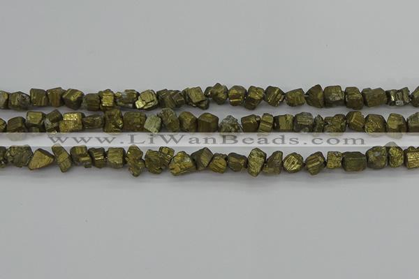 CPY802 15.5 inches 6*10mm - 8*12mm nuggets plated pyrite beads