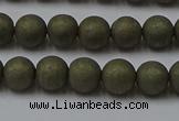 CPY813 15.5 inches 4mm round matte pyrite beads wholesale