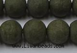 CPY818 15.5 inches 14mm round matte pyrite beads wholesale