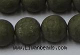 CPY819 15.5 inches 16mm round matte pyrite beads wholesale