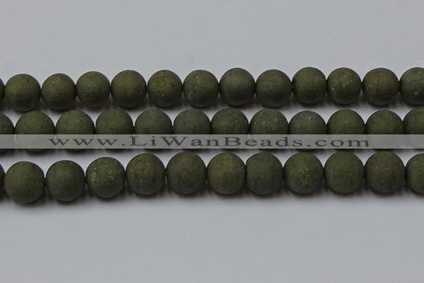 CPY820 15.5 inches 18mm round matte pyrite beads wholesale