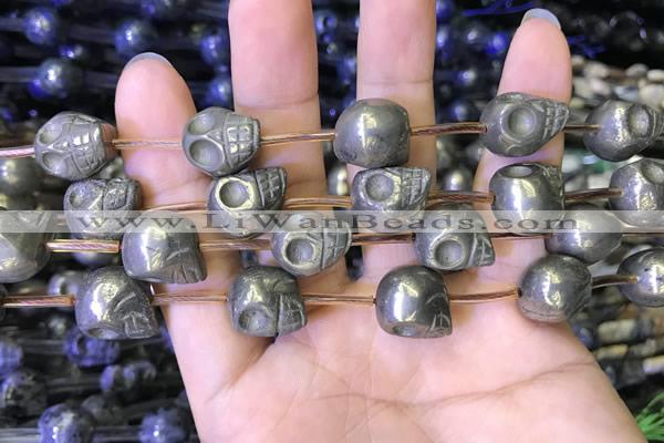 CPY825 15.5 inches 12*14*14mm skull pyrite gemstone beads