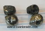 CPY87 15.5 inches 14mm carved skull pyrite gemstone beads wholesale