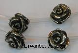 CPY93 15.5 inches 14mm carved rose pyrite gemstone beads wholesale