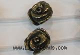 CPY95 15.5 inches 18mm carved rose pyrite gemstone beads wholesale