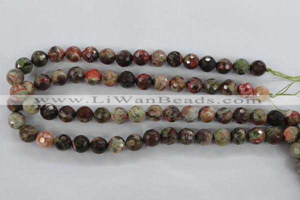 CRA102 15.5 inches 10mm faceted round rainforest agate gemstone beads