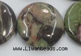 CRA14 15.5 inches 30mm flat round natural rainforest agate beads