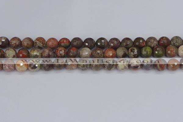 CRA163 15.5 inches 10mm faceted round rainforest agate beads