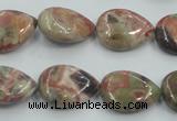 CRA18 15.5 inches 13*18mm flat teardrop natural rainforest agate beads