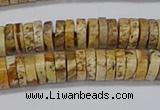 CRB1017 15.5 inches 2*6mm heishi picture jasper beads wholesale