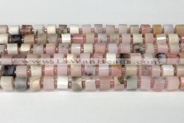 CRB1065 15.5 inches 5*8mm - 6*8mm faceted tyre natural pink opal beads