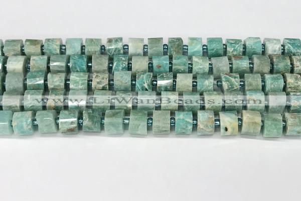 CRB1070 15.5 inches 7*9mm - 8*10mm faceted tyre amazonite beads