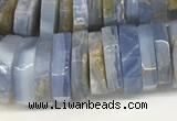 CRB1080 15.5 inches 5*20mm - 6*22mm faceted heishi blue chalcedony beads