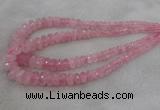 CRB1120 15.5 inches 5*8mm - 9*18mm faceted rondelle rose quartz beads