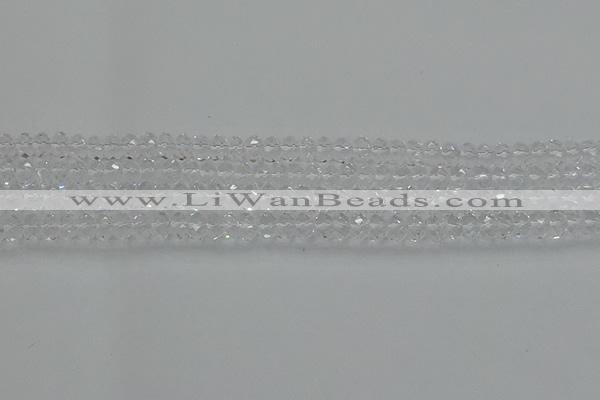 CRB1210 15.5 inches 4*6mm faceted rondelle white crystal beads