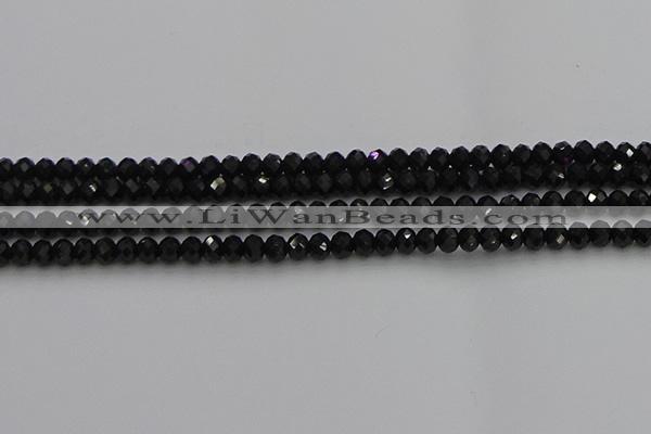 CRB1218 15.5 inches 4*6mm faceted rondelle black tourmaline beads