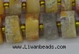 CRB1249 15.5 inches 8*16mm tyre matte crazy lace agate beads