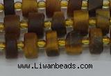 CRB1252 15.5 inches 5*8mm tyre matte yellow tiger eye beads