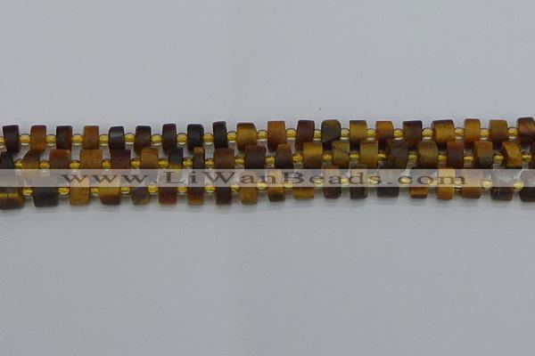 CRB1252 15.5 inches 5*8mm tyre matte yellow tiger eye beads