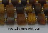 CRB1253 15.5 inches 6*10mm tyre matte yellow tiger eye beads