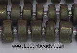 CRB1261 15.5 inches 6*12mm tyre matte pyrite gemstone beads