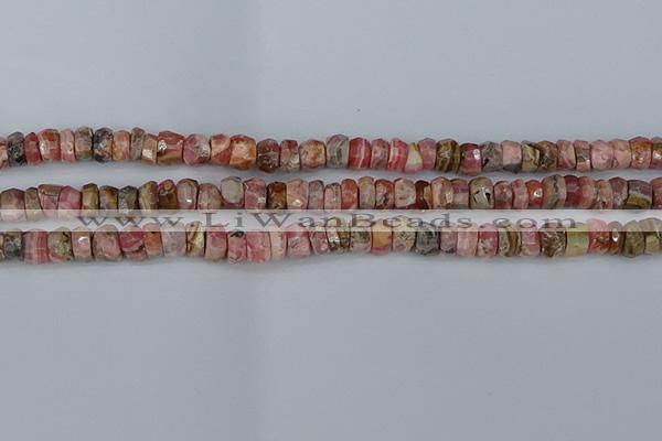 CRB1282 15.5 inches 4*6mm faceted rondelle rhodochrosite beads