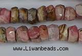 CRB1283 15.5 inches 5*8mm faceted rondelle rhodochrosite beads