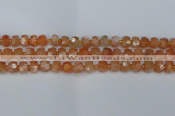 CRB1292 15.5 inches 6*10mm faceted rondelle moonstone beads