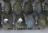 CRB1297 15.5 inches 6*12mm faceted rondelle labradorite beads