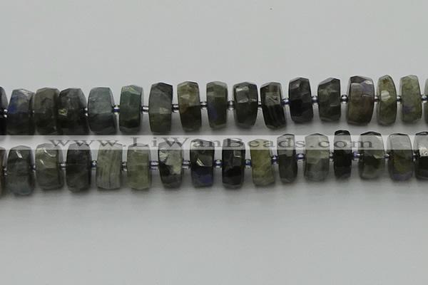 CRB1305 15.5 inches 8*18mm faceted rondelle labradorite beads