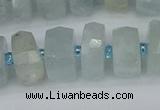 CRB1312 15.5 inches 6*12mm faceted rondelle aquamarine beads