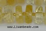 CRB1325 15.5 inches 8*18mm faceted rondelle citrine beads