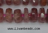 CRB1342 15.5 inches 6*12mm faceted rondelle strawberry quartz beads