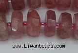 CRB1344 15.5 inches 8*16mm faceted rondelle strawberry quartz beads