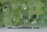 CRB1351 15.5 inches 6*10mm faceted rondelle green rutilated quartz beads