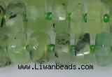 CRB1352 15.5 inches 6*12mm faceted rondelle green rutilated quartz beads