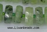 CRB1355 15.5 inches 8*18mm faceted rondelle green rutilated quartz beads