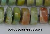 CRB1363 15.5 inches 7*14mm faceted rondelle Chinese amazonite beads