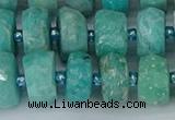 CRB1372 15.5 inches 6*12mm faceted rondelle amazonite beads